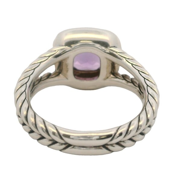 David Yurman 925 Sterling Silver Petite Amethyst Albion Ring Diamond Halo Size 7 - Picture 4 of 6